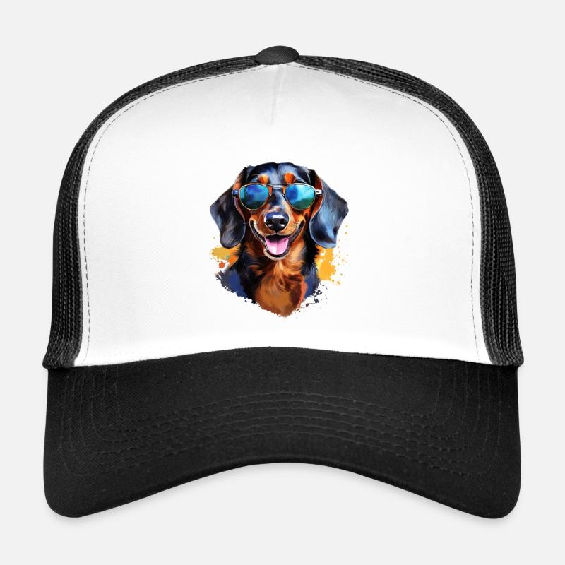 Dackel mit Sonnenbrille Trucker Cap