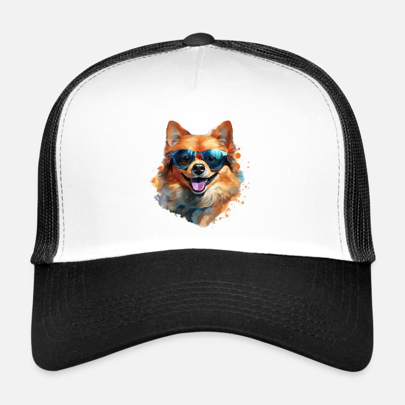 Pomeranian mit Sonnenbrille Trucker Cap
