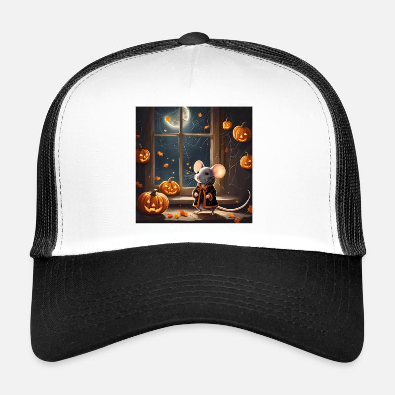 Halloween, Halloween Mouse, Pumpkin Trucker Cap