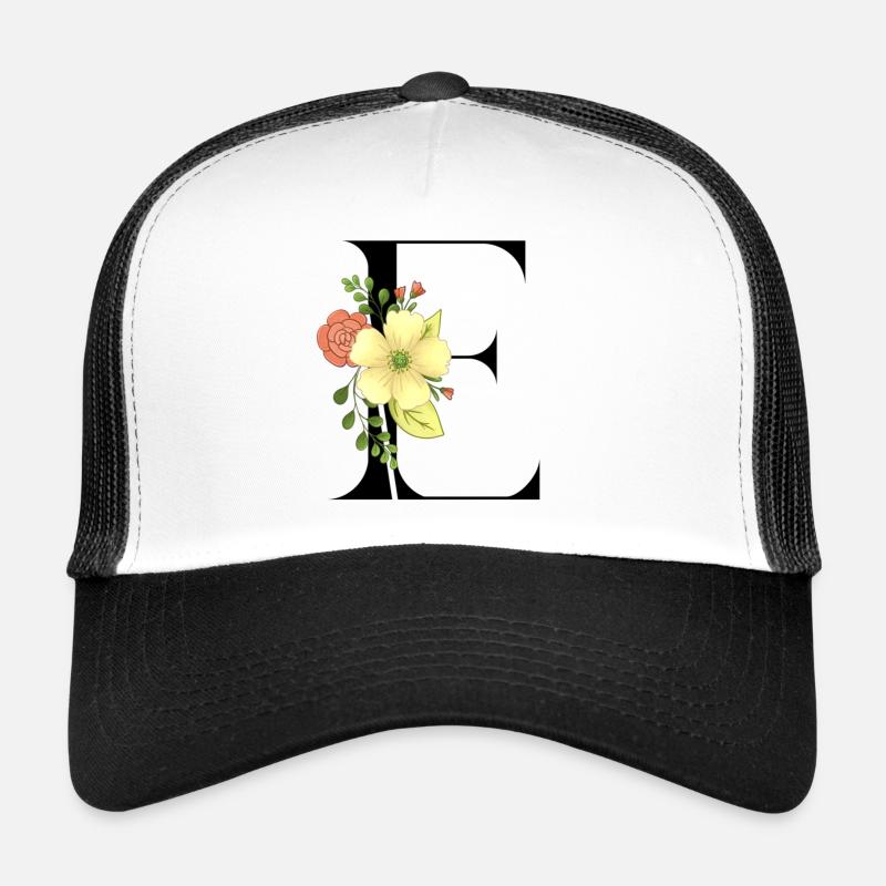 Eleganter Buchstabe 'E' mit Blumen Trucker Cap