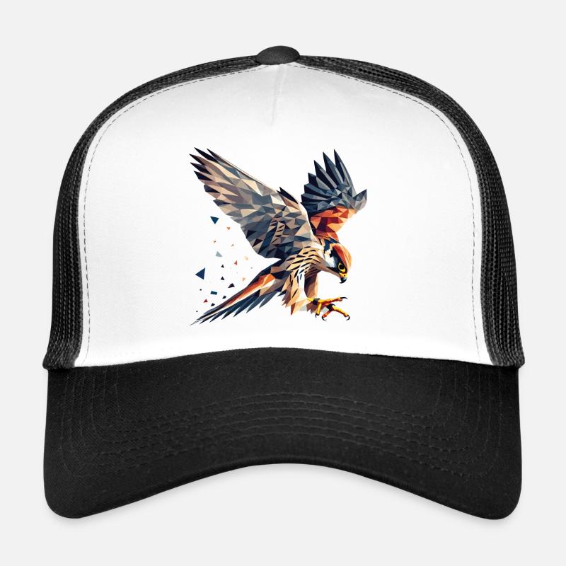 Falke Greifvogel Polygon Stil - Trucker Cap - Weiß/Schwarz