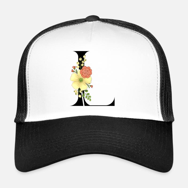 Eleganter Buchstabe 'L' mit Blumen Trucker Cap