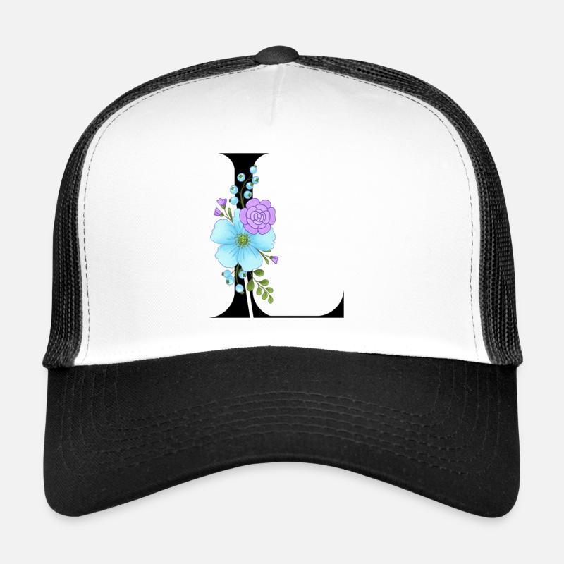 Eleganter Buchstabe 'L' mit Blumen Trucker Cap