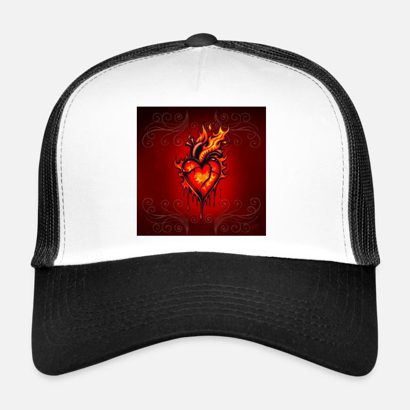 Flaming heart. - Trucker Cap - white/black
