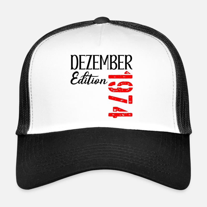 52. GEBURTSTAG DEZEMBER 1974 - Trucker Cap - Weiß/Schwarz
