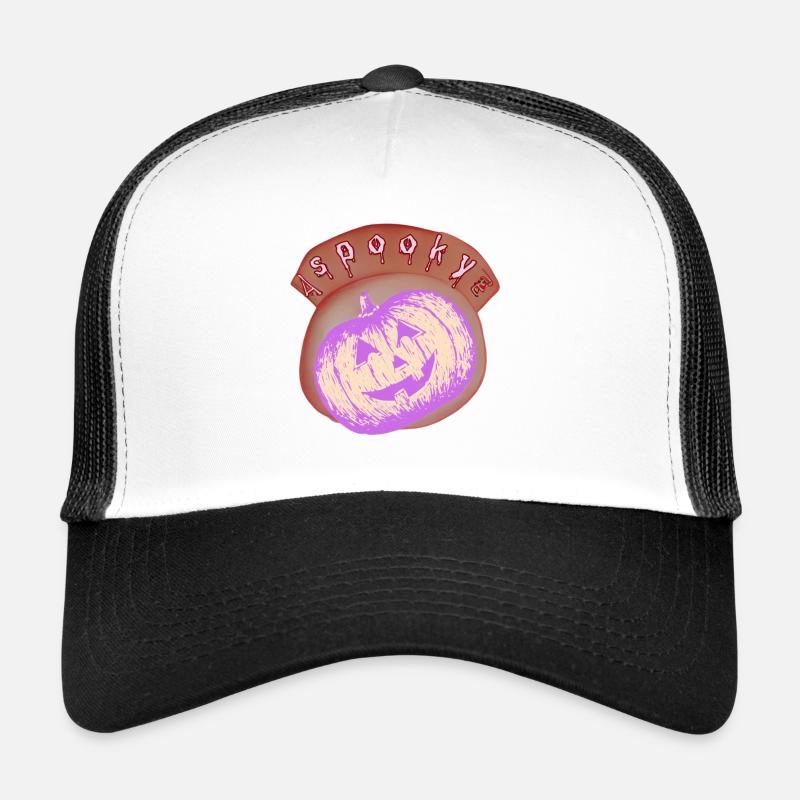 Lilac Halloween Bright Pumpkin Trucker Cap