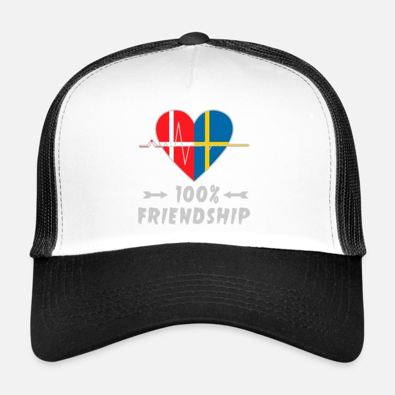 Dänemark und Schweden 100% Freundschaft - Trucker Cap - Weiß/Schwarz