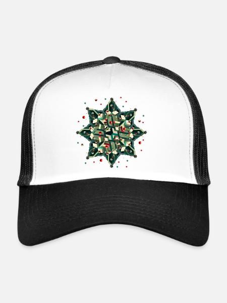 grand poinsettia de style géométrique - Casquette trucker  - blanc/noir - Devant