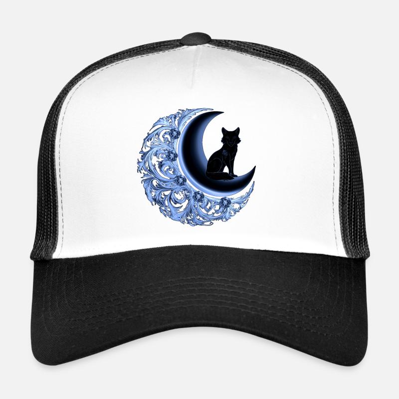Gothic-Fuchs mit mondsichel, schlafzimmer Deko - Trucker Cap - Weiß/Schwarz