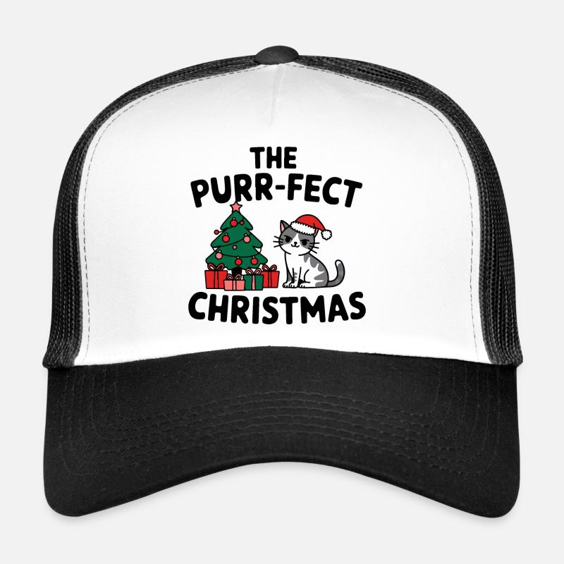 Festive Cat with Christmas Tree Trucker Cap
