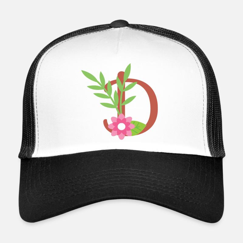 Elegant letter 'D' with flowers Casquette trucker 