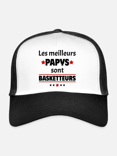 Les meilleurs papys sont basketteurs, cadeau noël - Casquette trucker  - blanc/noir - Devant