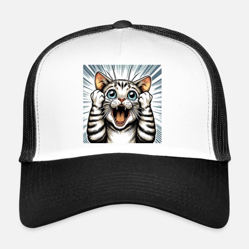 Shocked Cat Cats Gift Trucker Cap