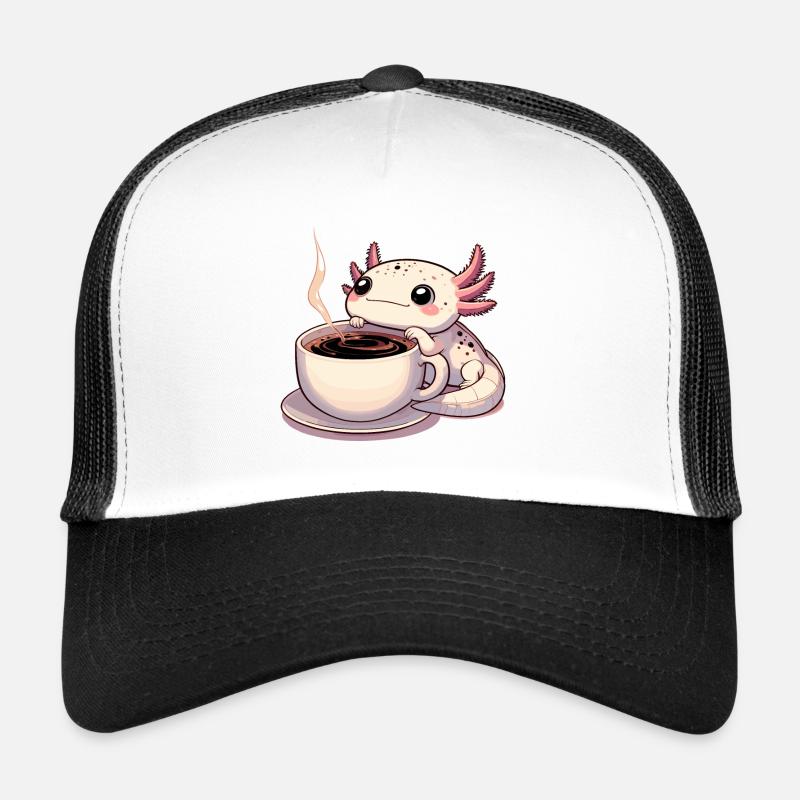 Axolotl große Tasse Kaffee Geschenk - Trucker Cap - Weiß/Schwarz