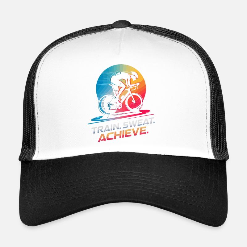 Train. Sueur. Accomplir. Entraîneur de cyclisme d’intérieur Casquette trucker 
