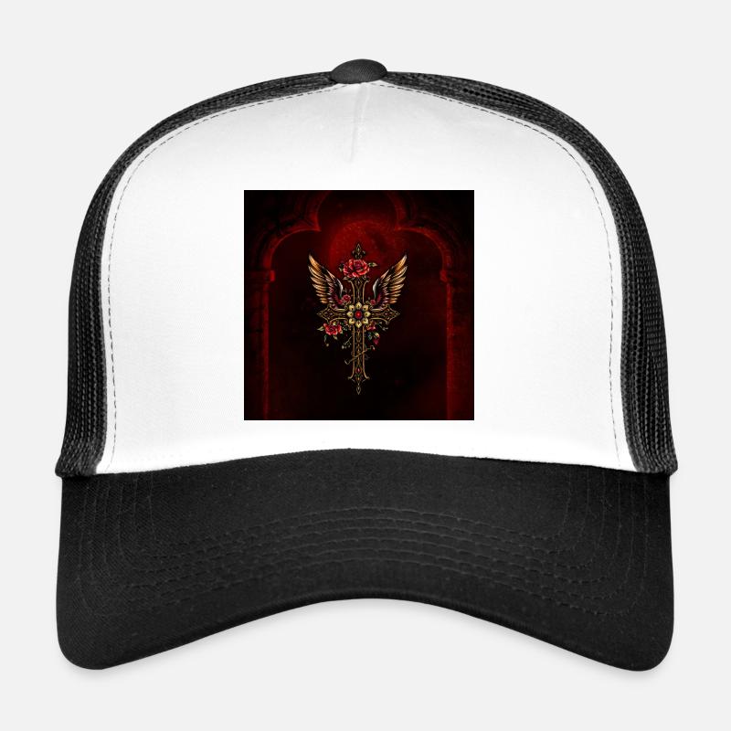 An elegant cross - Trucker Cap - white/black