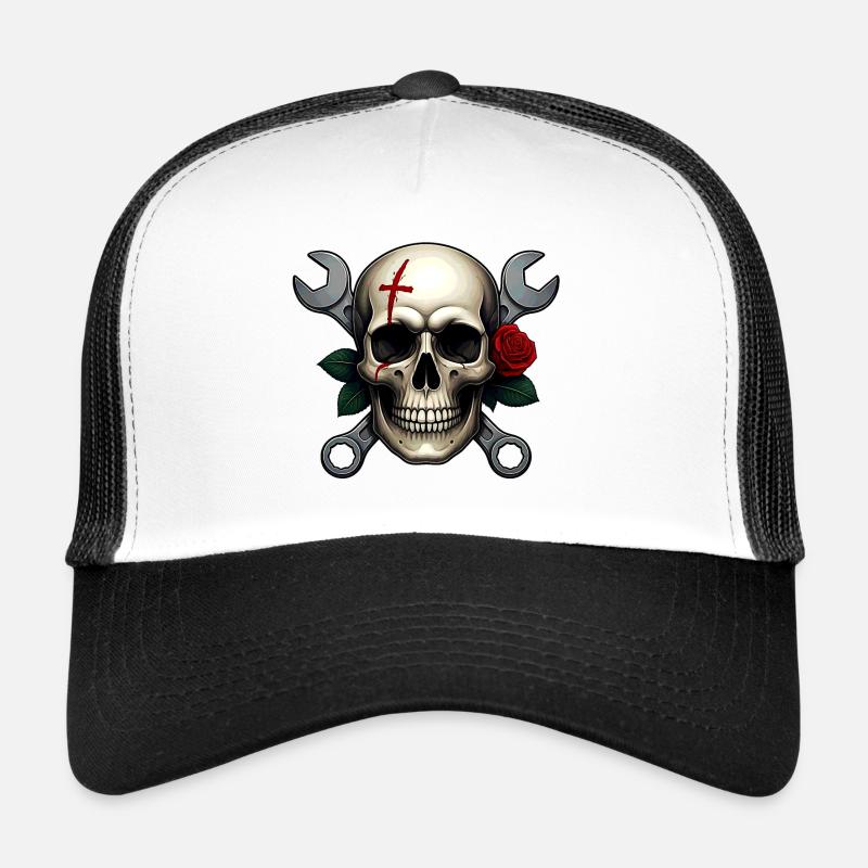 Skull Art - Crâne moderne dans un design bicolore - Casquette trucker  - blanc/noir