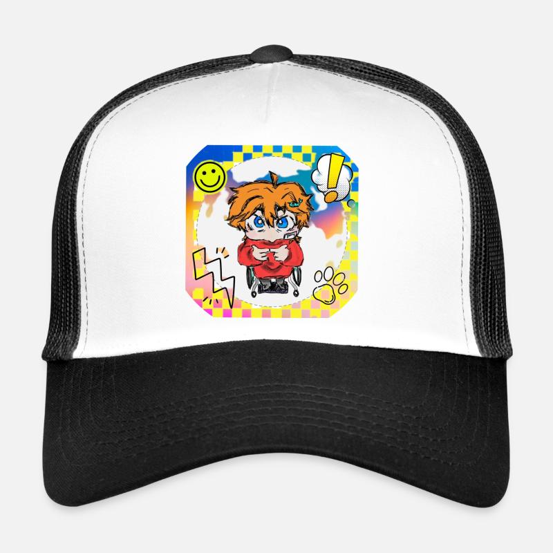 Héros coloré en fauteuil roulant Pop Art Casquette trucker 