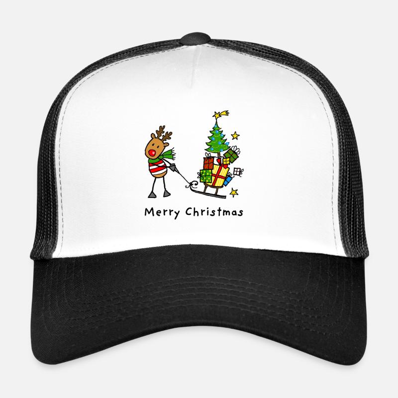 Rentier mit Weihnachtsgeschenken Cartoon Trucker Cap