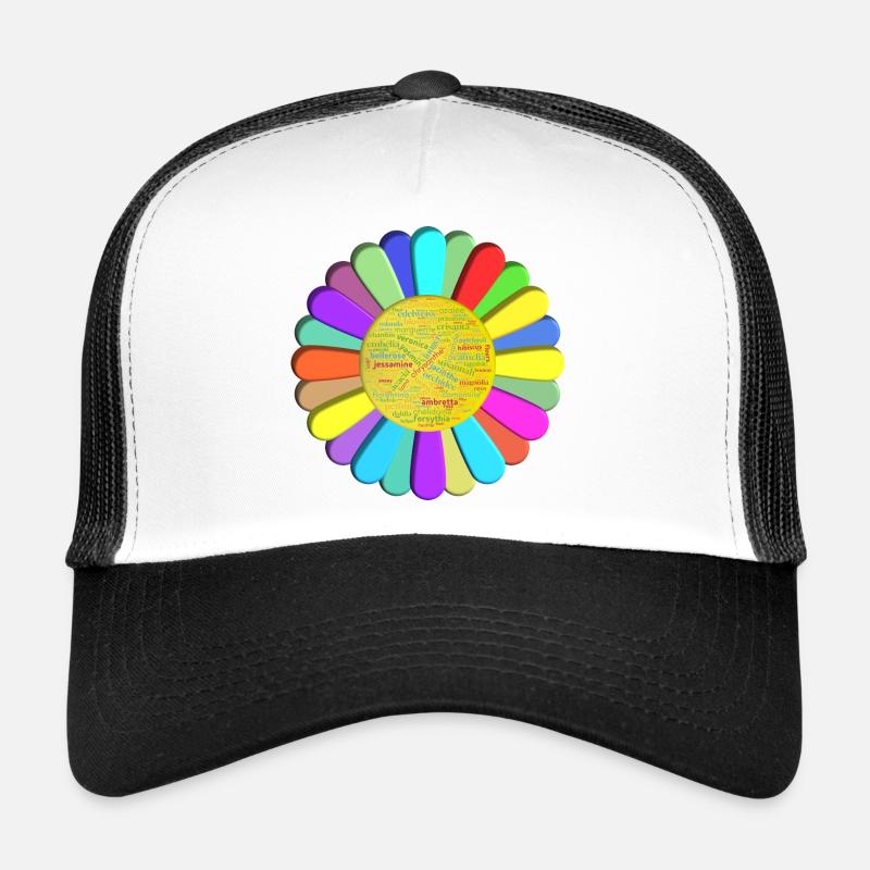 fleur multicouleurs - Casquette trucker  - blanc/noir