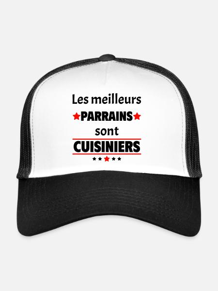 Les meilleurs parrains sont cuisiniers,cadeau noël - Casquette trucker  - blanc/noir - Devant