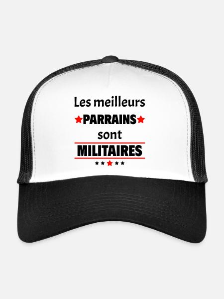 Les meilleurs parrains sont militaires, noël - Casquette trucker  - blanc/noir - Devant