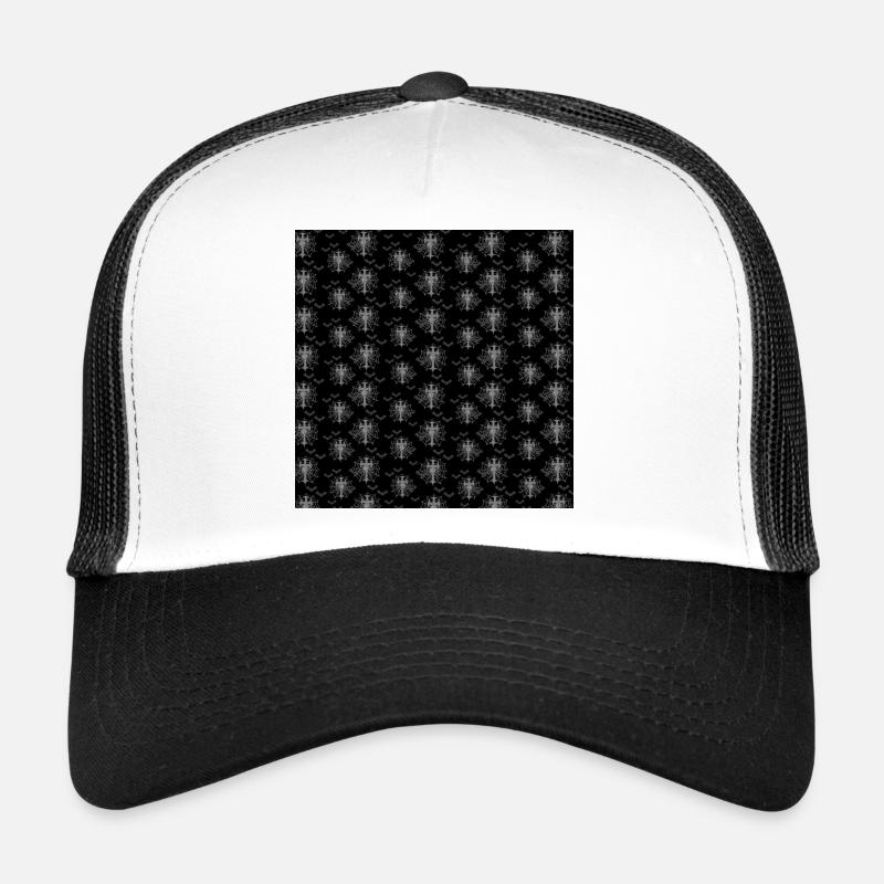 Gothic motiv, Spinnenwebe, Fledermäuse - Trucker Cap - Weiß/Schwarz