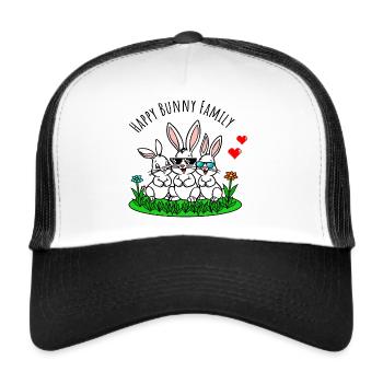 Happy Bunny Family - Coeur Pixel Rétro - Casquette trucker  - blanc/noir - Devant