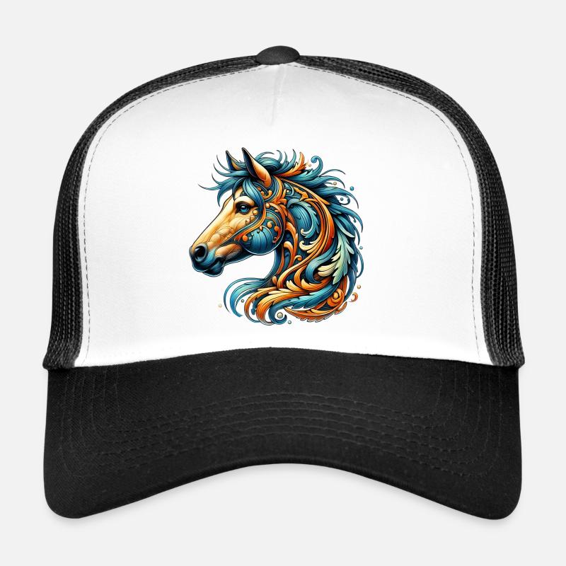 Pferd - Trucker Cap - Weiß/Schwarz