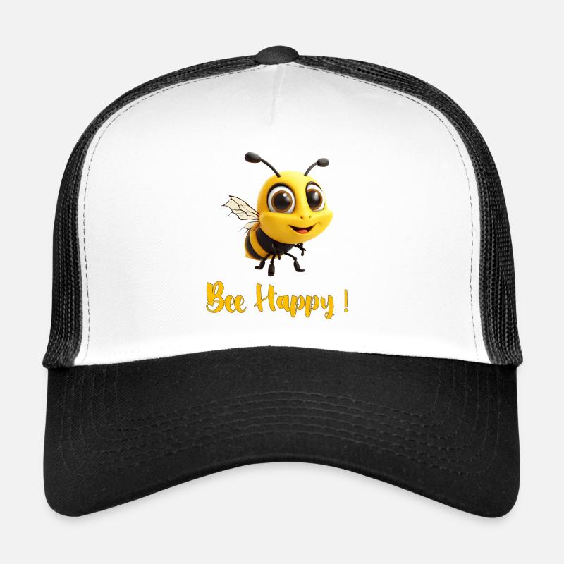 bee happy 2b - Casquette trucker - blanc/noir