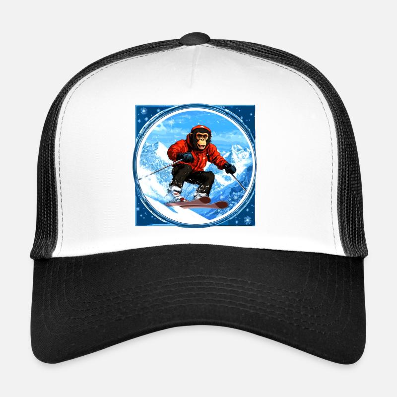 Ski Affe - Trucker Cap - Weiß/Schwarz