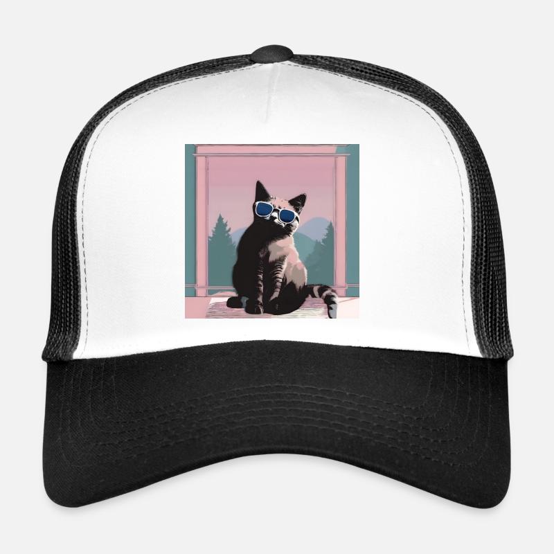 Chat au look rétro d’été Casquette trucker 