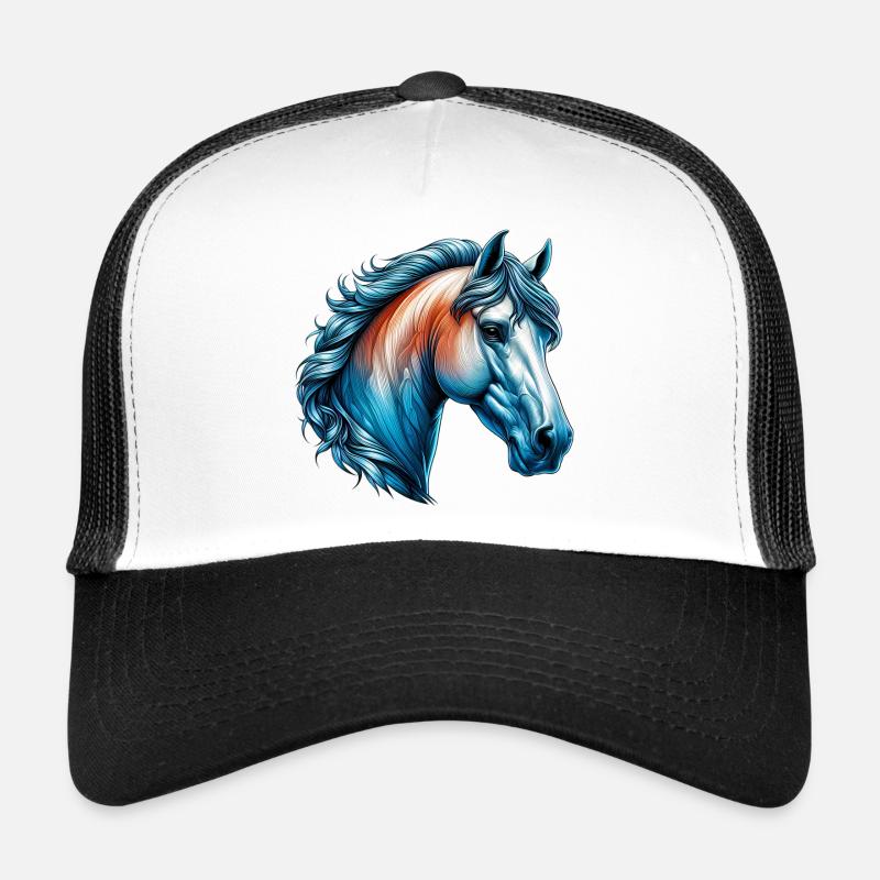 Pferd - Trucker Cap - Weiß/Schwarz