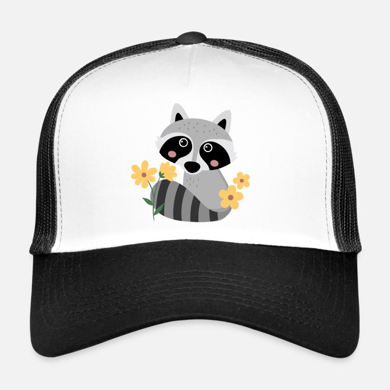 Kleiner Waschbär mit Blumen Trucker Cap
