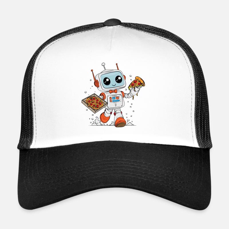 Robot Multitâche Livrant la Pizza Rapidement Casquette trucker 