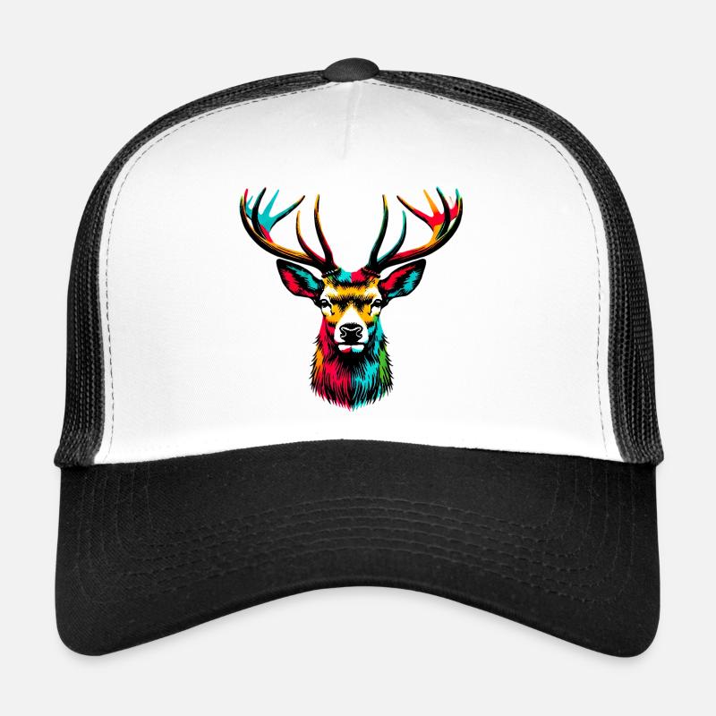 Hirsch - Trucker Cap - Weiß/Schwarz