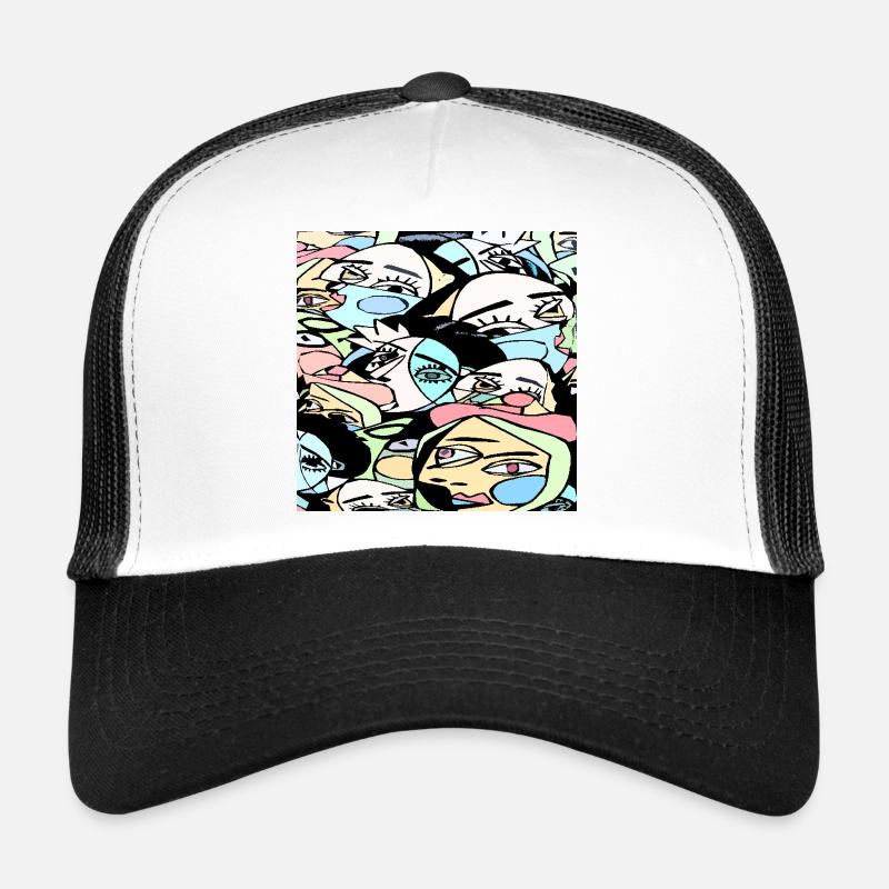 Verrückte Gesichter - Trucker Cap - Weiß/Schwarz
