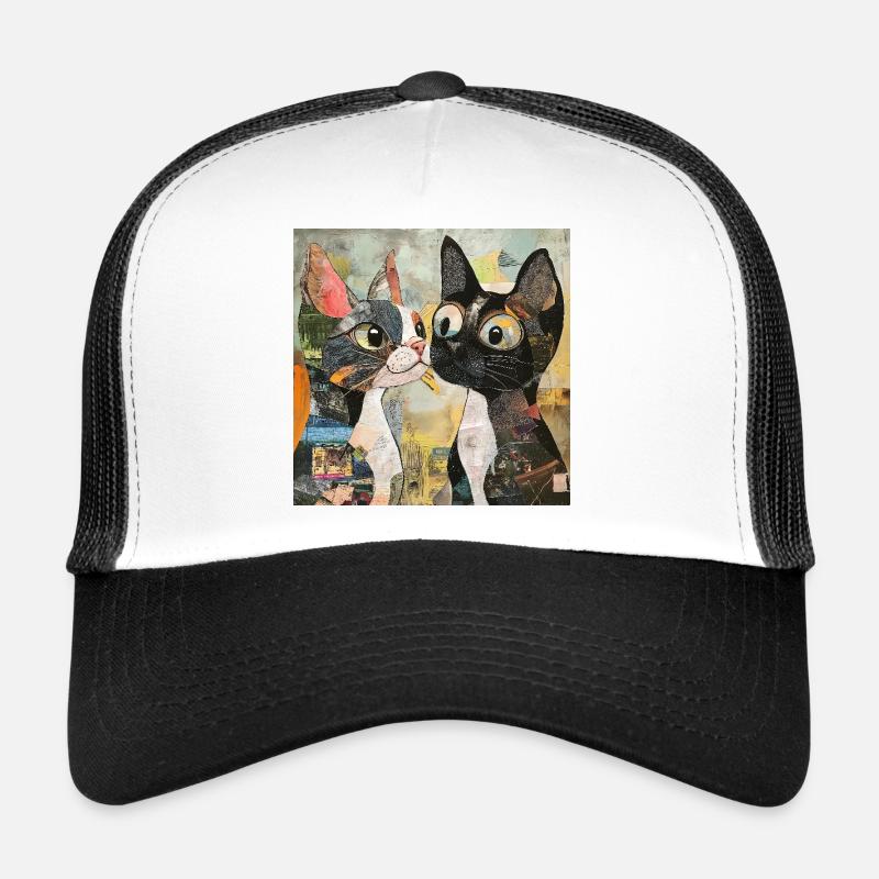 cat cats cat collage - Trucker Cap - white/black