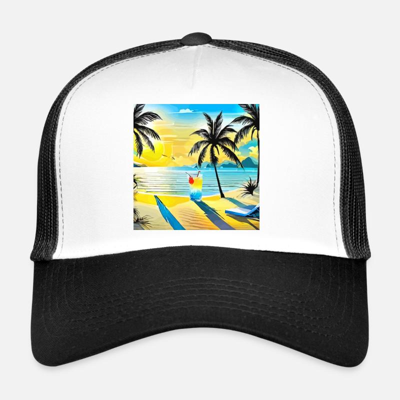 Beach - Trucker Cap - Weiß/Schwarz