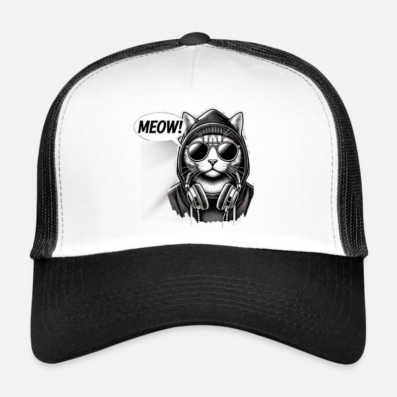 Meow Groove Cat Pullover Hoodie Trucker Cap
