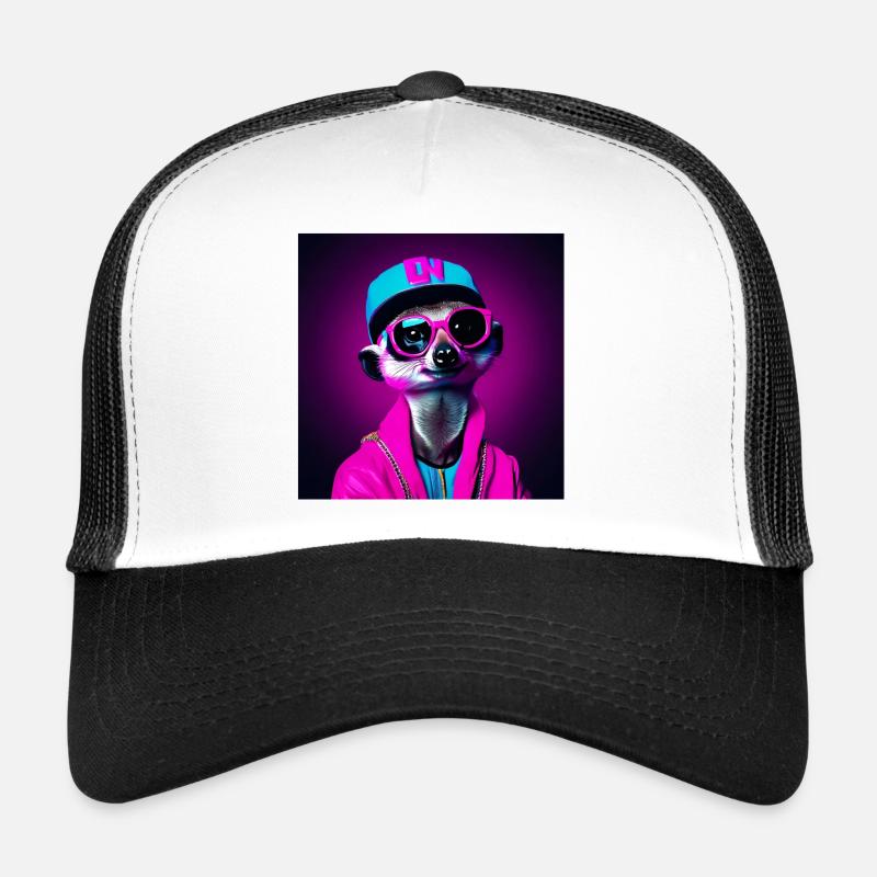 suricate, suricate humour, suricate rigolo - Casquette trucker  - blanc/noir