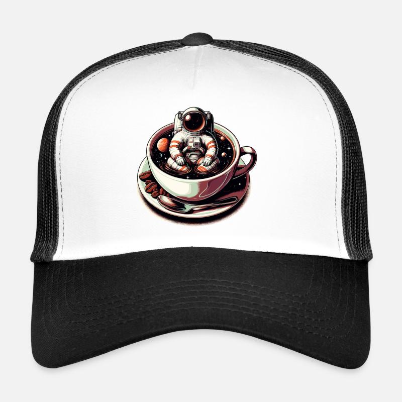 Black Coffee Astronaut Mug Galaxy Gift Trucker Cap