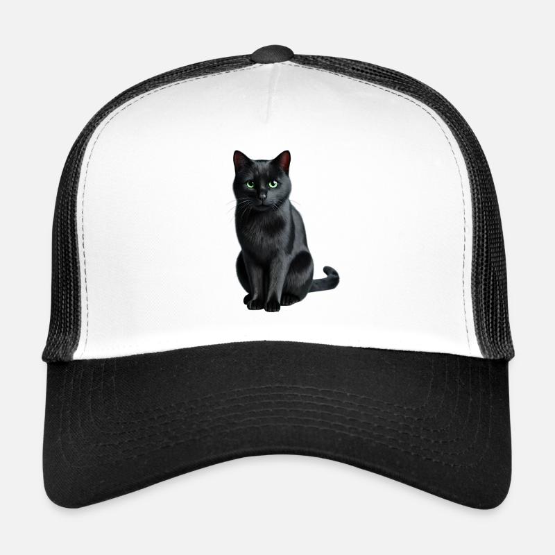 Schwarze Katze - Trucker Cap - Weiß/Schwarz