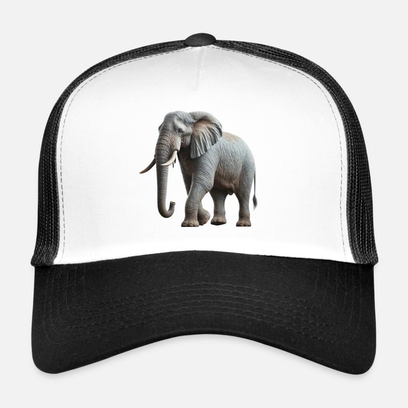 Éléphant - Casquette trucker  - blanc/noir