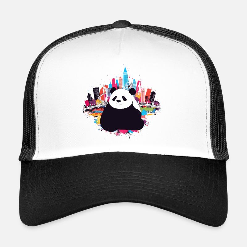 Illustration de la ligne d’horizon du panda urbain Casquette trucker 