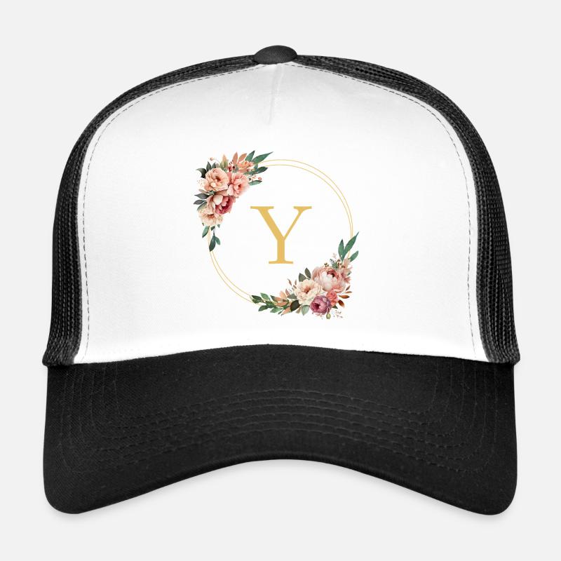 Monogramme Y, Couronne de fleurs, Personnalisable Casquette trucker 