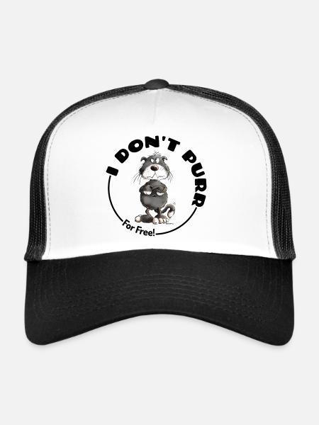 Grumpy I Don't Purr Cat Saying Cats - Trucker Cap - white/black - Front