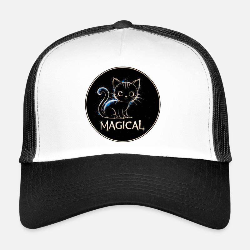 Magische Katze - Trucker Cap - Weiß/Schwarz