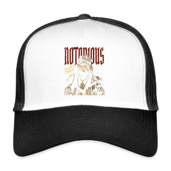 Notorious Cat – Hip-Hop Katze - Trucker Cap - Weiß/Schwarz - Vorne