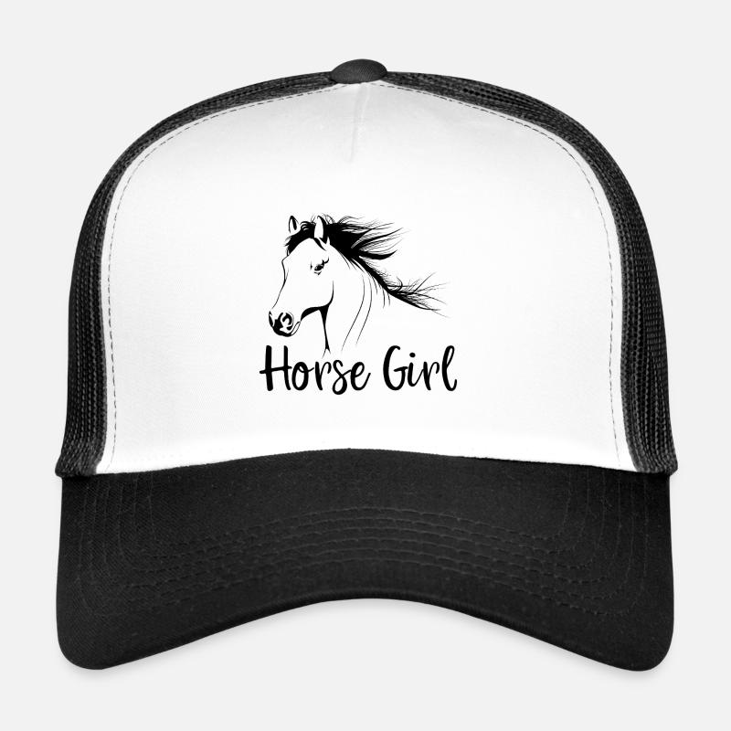 Pferdemädchen Pferdeliebhaberin Pferd Kopf Mädchen - Trucker Cap - Weiß/Schwarz